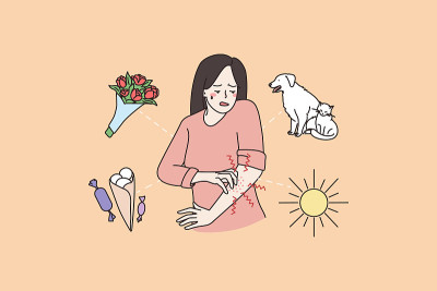 不健康的女性皮肤瘙痒，易过敏