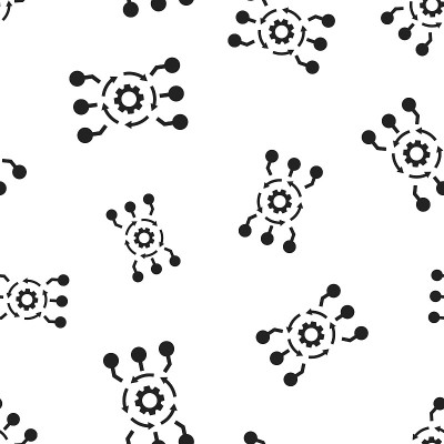 算法api软件图标无缝模式背景。商业概念矢量插图。齿轮算法符号图案。