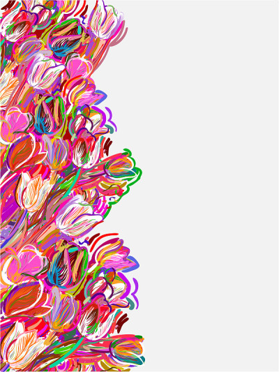 郁金香画风矢量卡