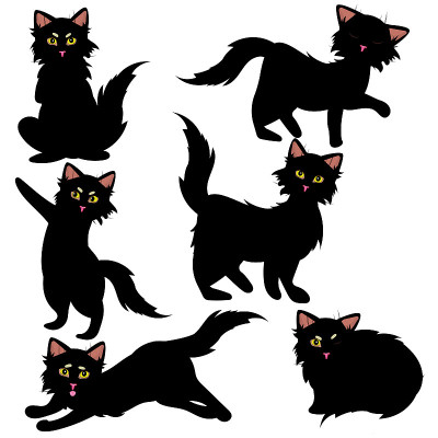 vector set of cats in various poses