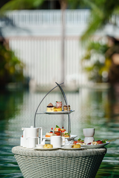 set of afternoon tea or coffee served wit assortme