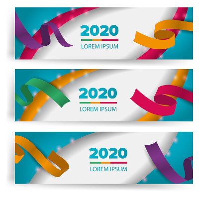 2020年足球比赛。蓝色背景上有旗帜和球的旗帜。