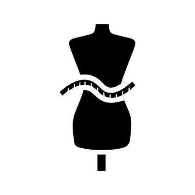 布料尺寸指南黑色图标/服装尺寸
