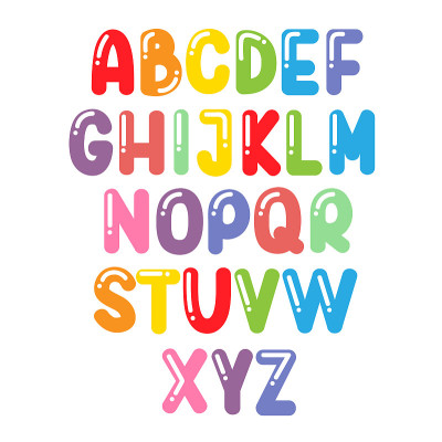 Cartoon colorful alphabet set. Vector letters