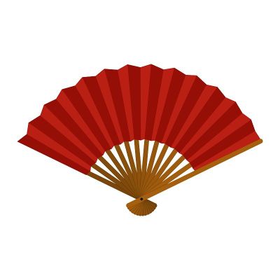 手扇孤立在白色背景，中国折扇，传统亚洲纸艺伎扇图标。向量
