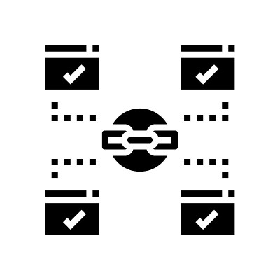 相关出站链接字形图标矢量插图