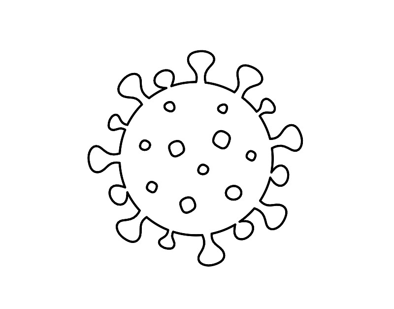 在白色背景上用线条画出冠状病毒的抽象符号