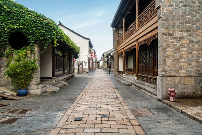 中国南京的古镇建筑和街道