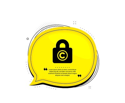 版权锁图标。文案的迹象。向量