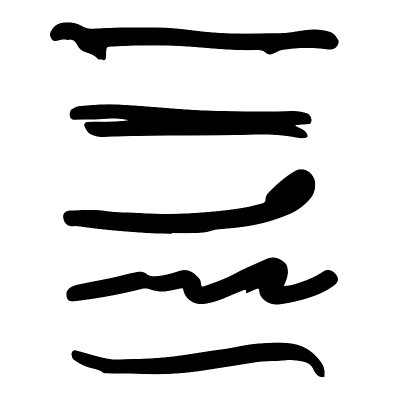Set of black ink brush stroke line. Set of line ve