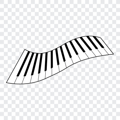 曲面钢琴键盘，孤立，矢量插图。