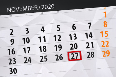 2020年11月的日历计划，截止日期，27日，周五