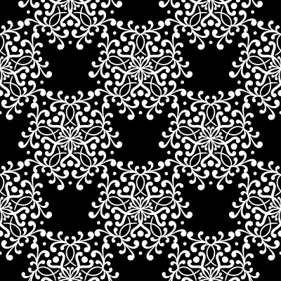 Black seamless background with white floral patter