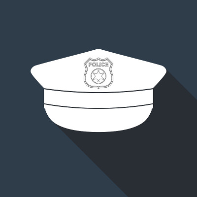 警察帽与长影子图标。