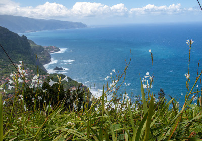 圣乔治拱门在马德拉北部海岸从米拉杜罗贝拉达Quinta，马德拉，葡萄牙。