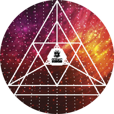 时髦的三角形彩色宇宙背景。矢量插图的艺术品，派对
