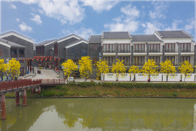 中国东莞华阳湖湿地公园水乡航拍照片