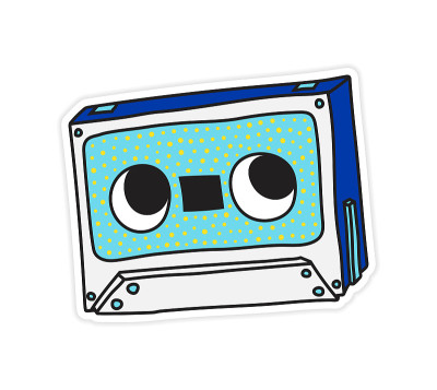 紧凑型音乐磁带磁带标签矢量插图
