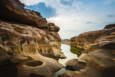泰国乌汶府湄公河岩石峡谷的自然景观