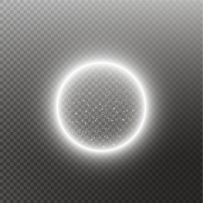 Vector light ring. Round shiny frame with lights d