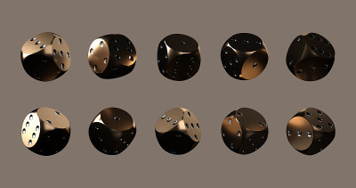 包的现代黄金骰子米色- 3D插图