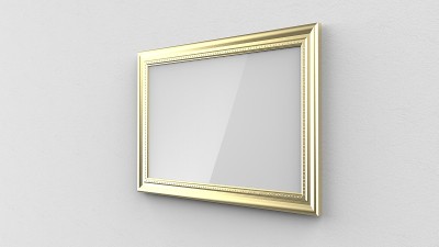 金色框架倾斜的3d渲染