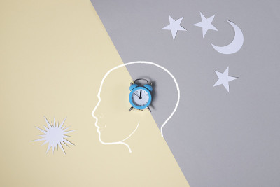 24、昼夜节律观念，失眠好，健康睡眠好。灰色和黄色
