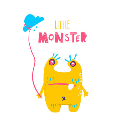 Vector isolated cute cartoon monster