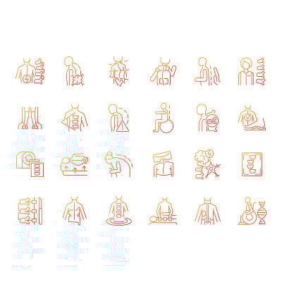 脊柱侧凸梯度线性矢量图标设置