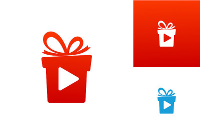 Gift Video Play Logo Template Design Vector, Emble