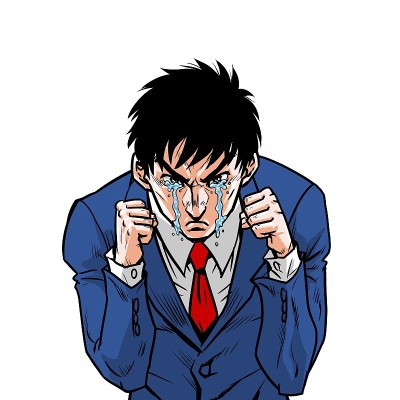 一个穿着西装的酷商人，像个拳击手