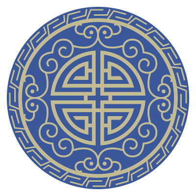 东方孤立图案物体螺旋圆框藤链