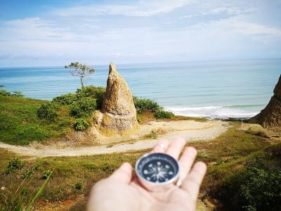 罗盘是一种用于导航和定位的仪器，它显示相对于地理基本方向或点的方向。有的利用磁能和风水来提升生活质量