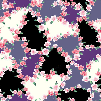 可爱的日本樱花无缝花纹，