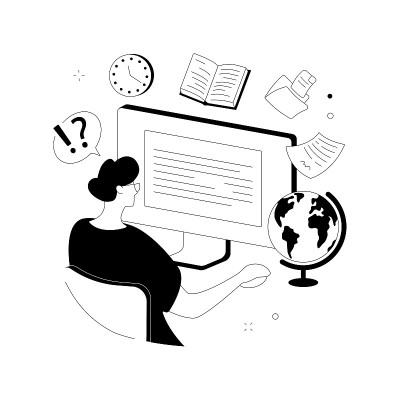 数字学习抽象概念矢量插图。