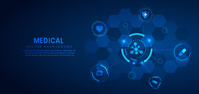 医疗科技理念和医疗保健图标图案背景。