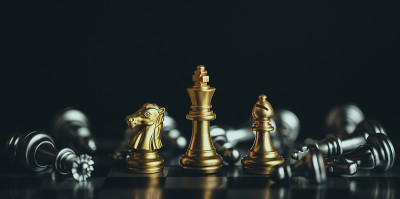 国际象棋比赛。商业、竞争、战略、领导力和成功理念。