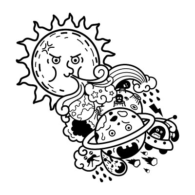 手绘孤立太阳系图解