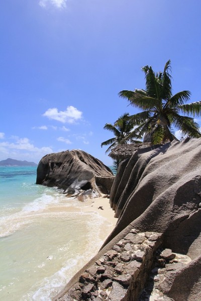 海滩，根治，La Digue，塞舌尔