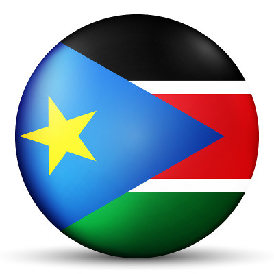 Glass light ball with flag of South Sudan. Round s