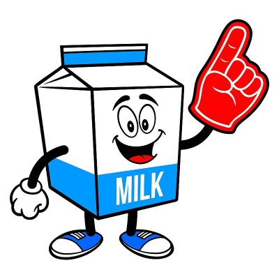 Milk Carton Mascot with a Foam Hand