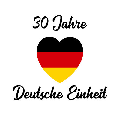 手画心形“30 Jahre Deutsche Einheit”用德语翻译为“30周年纪念”。德国统一