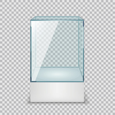 空玻璃橱窗，显示框上透明背景矢量插图
