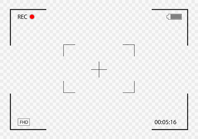 相机取景器。屏幕录像。照片相机取景器。现代的对焦屏。矢量插图。