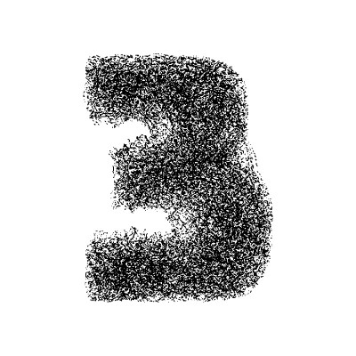 装饰数字3的粒子孤立在白色的背景。矢量图