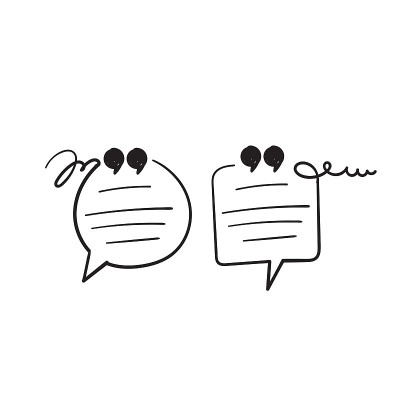 hand drawing quote boxes illustration icon isolate