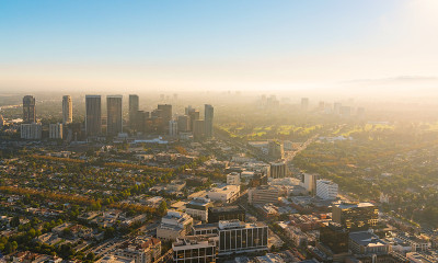 洛杉矶Wilshire Blvd建筑鸟瞰图