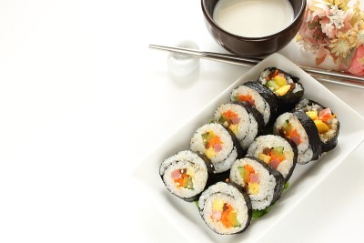 韩式食品，火腿蔬菜饭卷