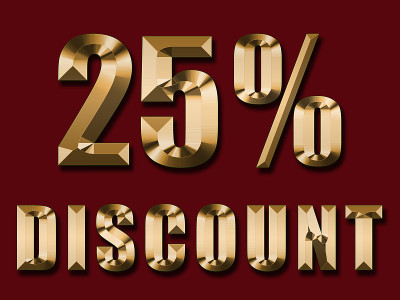 红色背景金色文字25%折扣