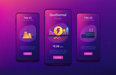 Geothermal energy app interface template.